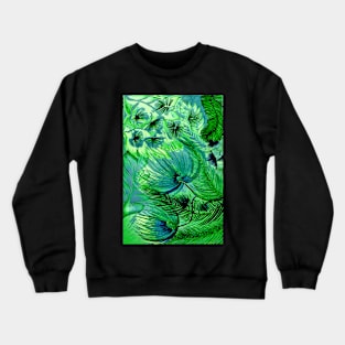 GREEN TROPICAL FLOWERS LARGE FERN PALMS TRIFFIDS ART POSTER DECO PRINT Crewneck Sweatshirt